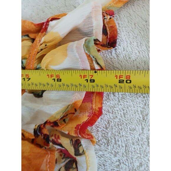 Figueroa & Flower Womens Ivory Orange Print Smocked Midi Dress Fairy Boho 2X - Picture 13 of 15